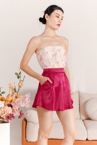 Seralie Satin Skorts in Magenta Seralie Satin Skorts in Magenta