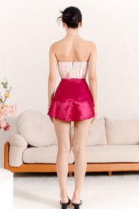 Seralie Satin Skorts in Magenta Seralie Satin Skorts in Magenta