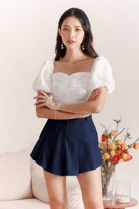 Piri Pleated Skorts in Dark Denim Piri Pleated Skorts in Dark Denim