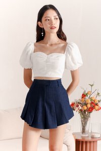 Piri Pleated Skorts in Dark Denim Piri Pleated Skorts in Dark Denim