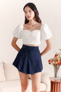 Piri Pleated Skorts in Dark Denim Piri Pleated Skorts in Dark Denim