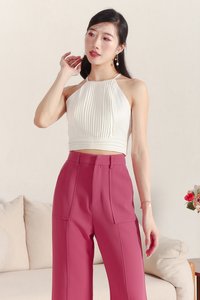 Promise Pleat Halter Top in White Promise Pleat Halter Top in White