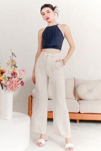 Promise Pleat Halter Top in Navy Promise Pleat Halter Top in Navy