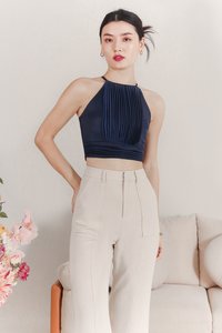 Promise Pleat Halter Top in Navy Promise Pleat Halter Top in Navy