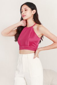 Promise Pleat Halter Top in Magenta Promise Pleat Halter Top in Magenta