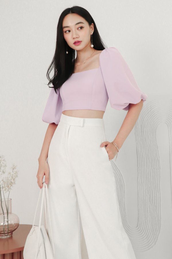 Pierre Puffy Sleeved Top in Lilac
