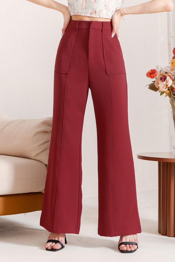 Hilton Highwaist Pants in Muted Red