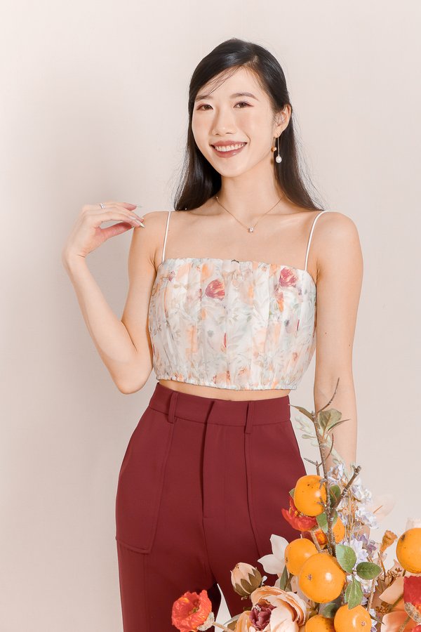 Maeve Mesh Top in Red Florals