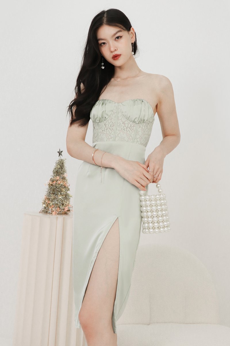 Lerine Lace Midi in Mint