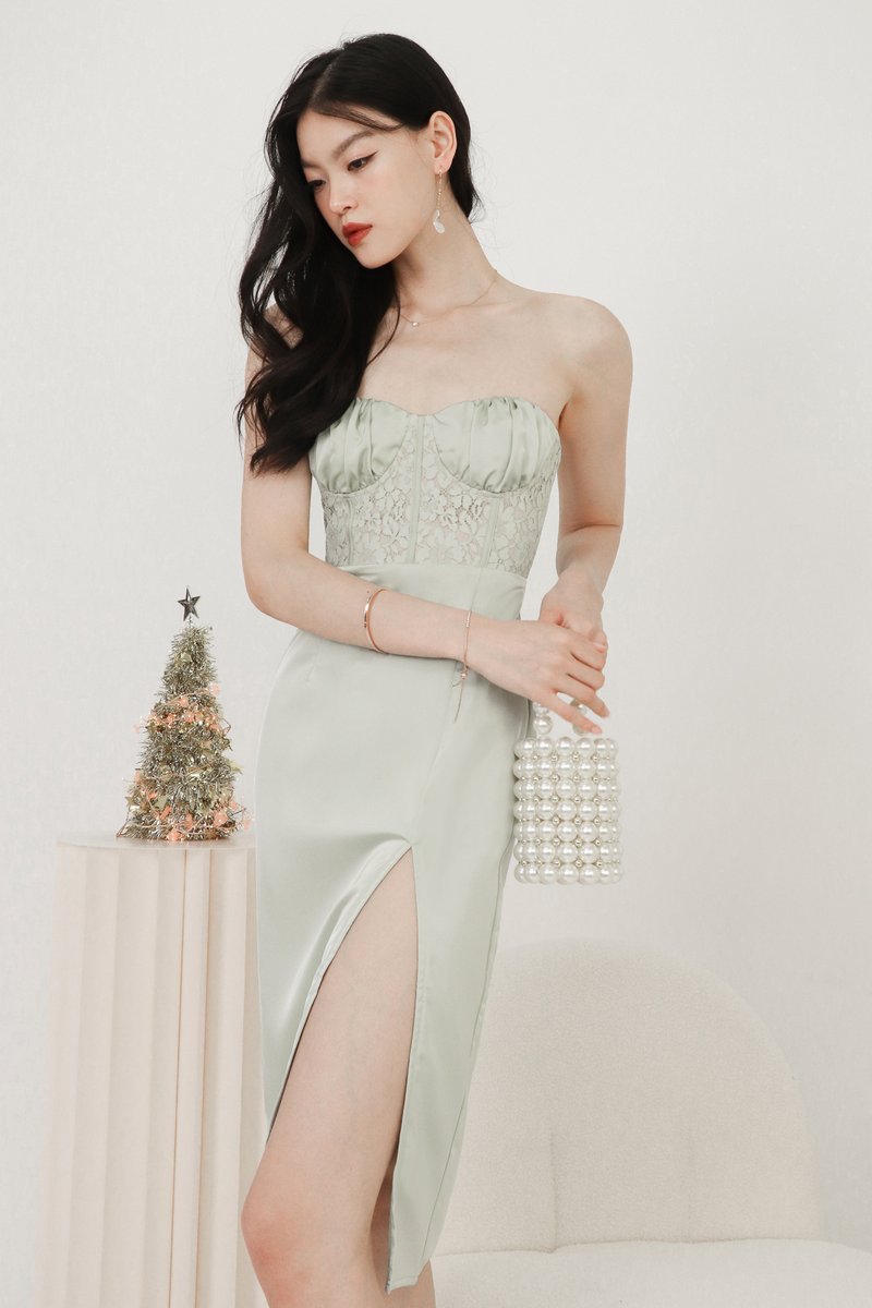 Lerine Lace Midi in Mint