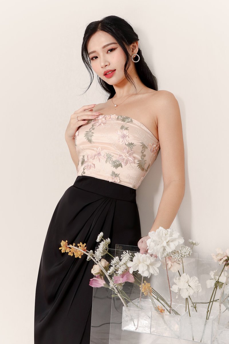 Ellery Embroidery Tube Top in Blush