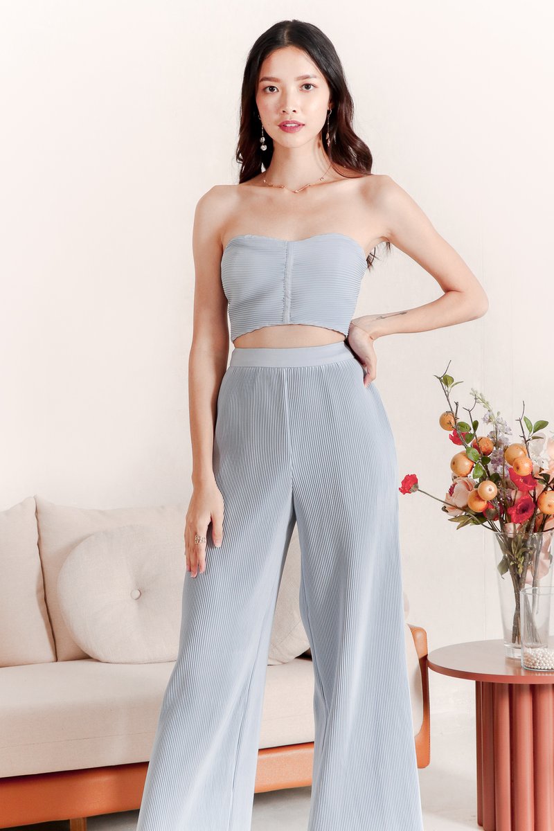 Pierson Pleat Co-ord Top Light Blue