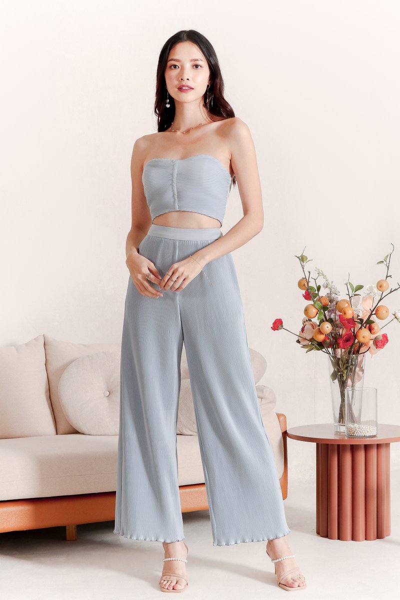 Pierson Pleat Co-ord Top Light Blue