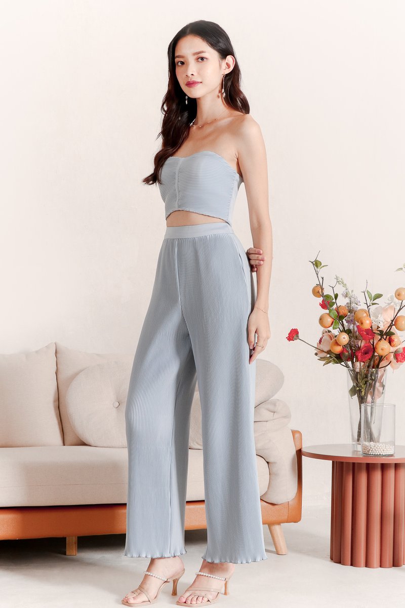 Pierson Pleat Co-ord Top Light Blue