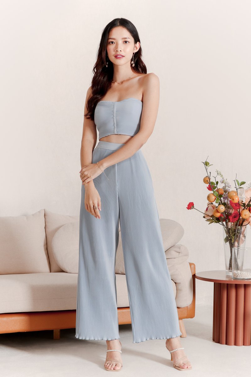 Pierson Pleat Co-ord Top Light Blue