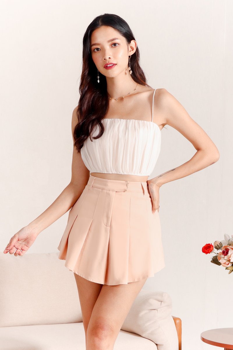 Piri Pleated Skorts in Soft Blush