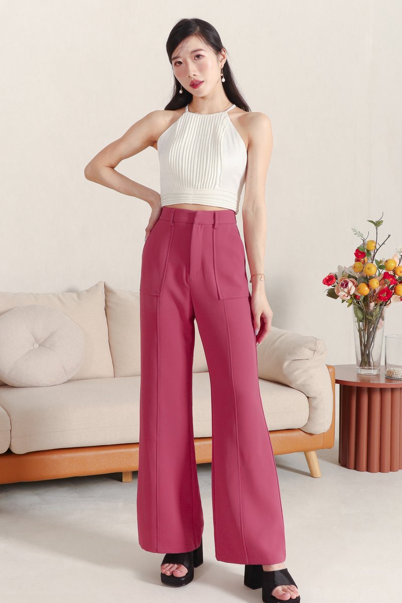 Promise Pleat Halter Top in White