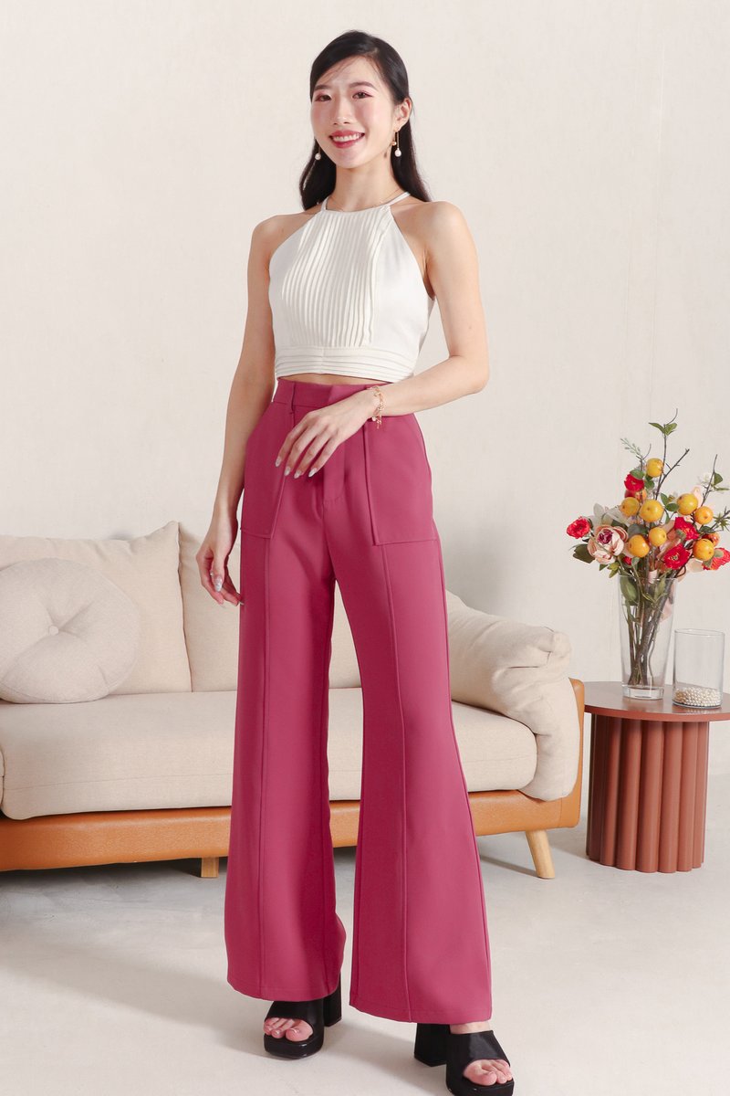 Promise Pleat Halter Top in White