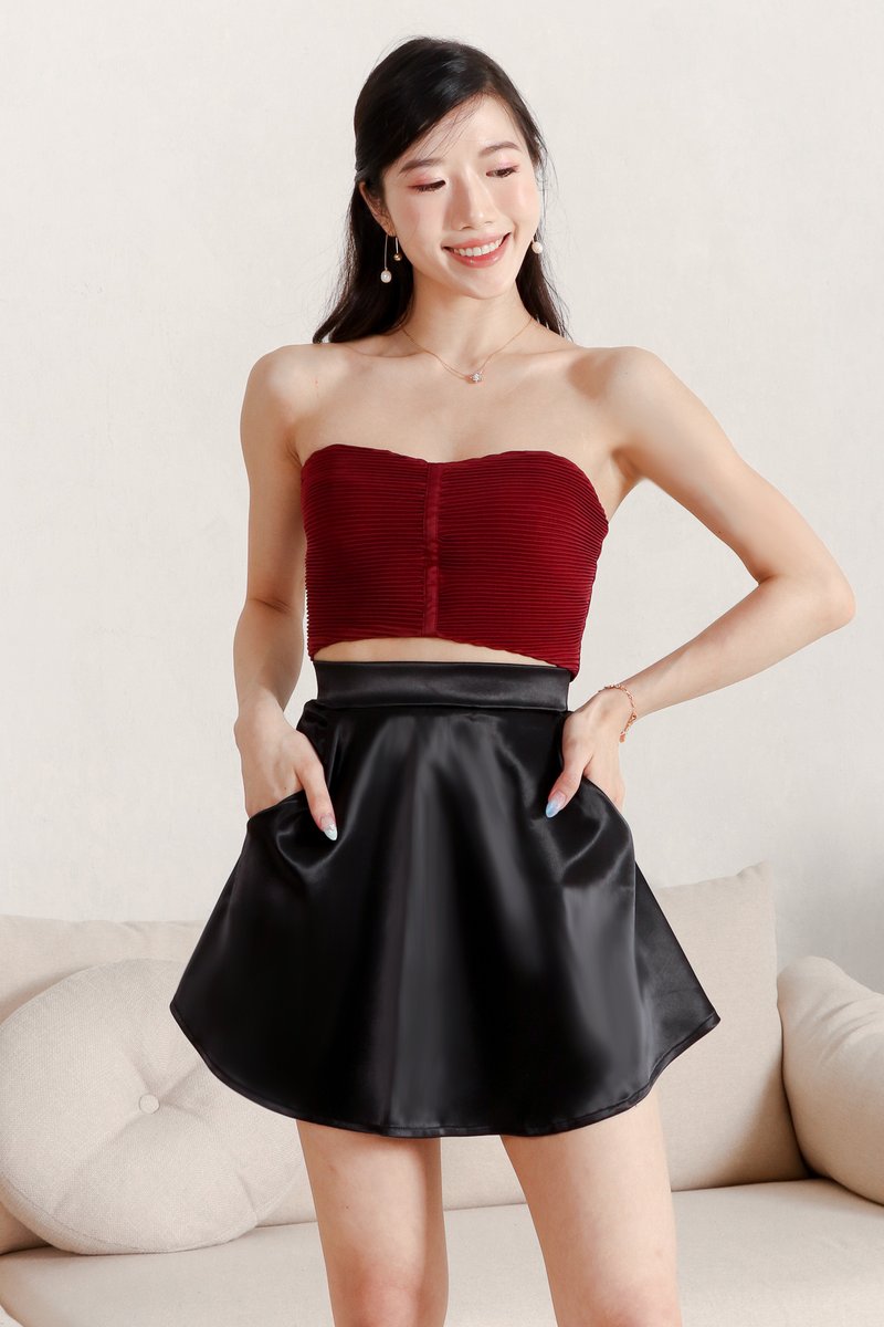 Pierson Pleat Co-ord Top Maroon