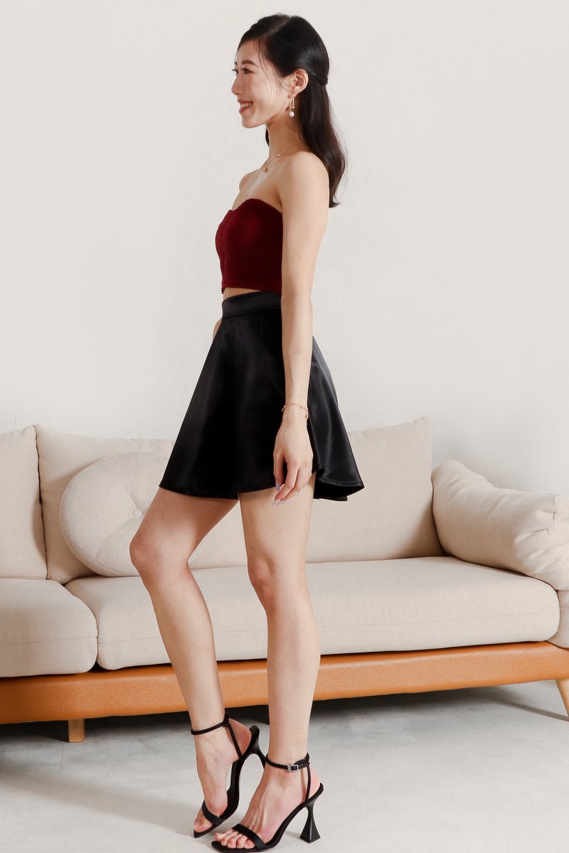 Pierson Pleat Co-ord Top Maroon