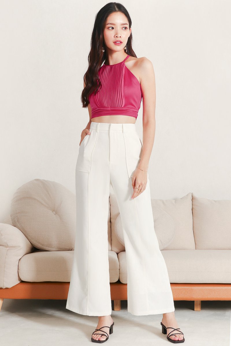 Promise Pleat Halter Top in Magenta