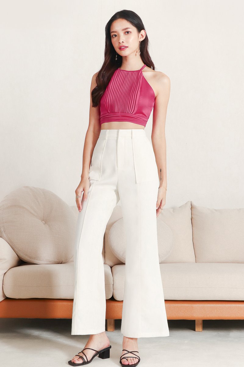 Promise Pleat Halter Top in Magenta