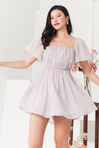 DEFECT | Madeline Mesh Romper Dress in Lilac in XS DEFECT | Madeline Mesh Romper Dress in Lilac in XS