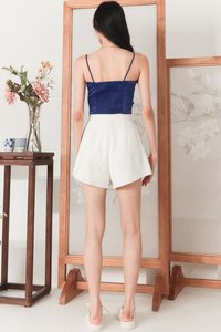 Sadie Satin Sweetheart Top in Cobalt Blue