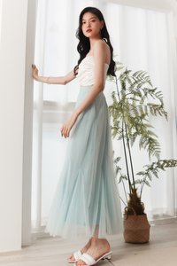 Trish Tulle Mesh Maxi in Blue