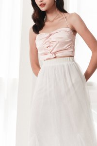 Kerin Knotted Satin Top in Pastel Pink Kerin Knotted Satin Top in Pastel Pink