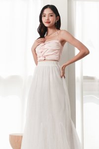 Kerin Knotted Satin Top in Pastel Pink Kerin Knotted Satin Top in Pastel Pink