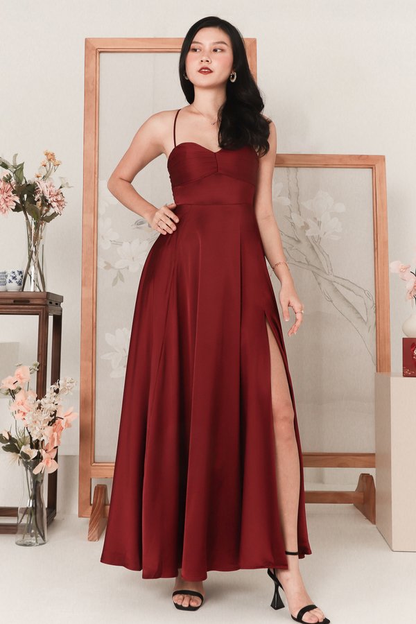 DEFECT | Claire Cross Back Maxi in Maroon in S