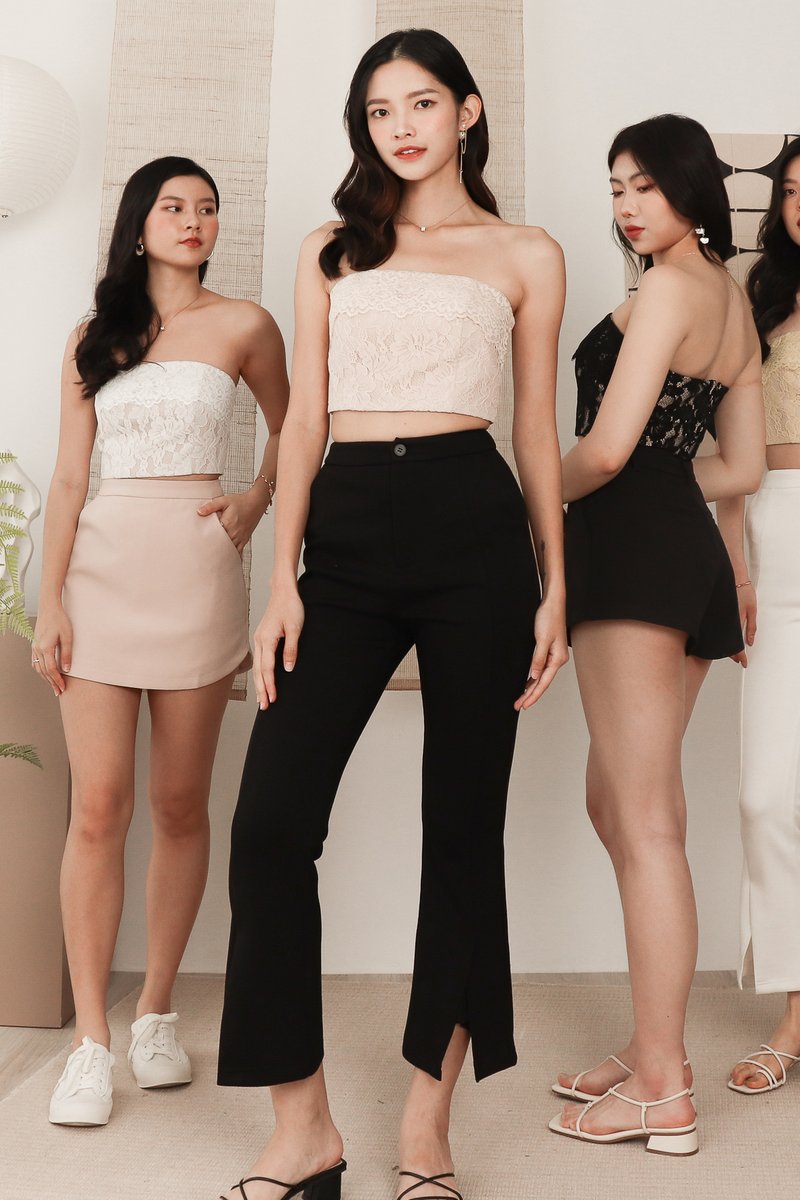 Ladine Lace Tube Top in Blush x Nude
