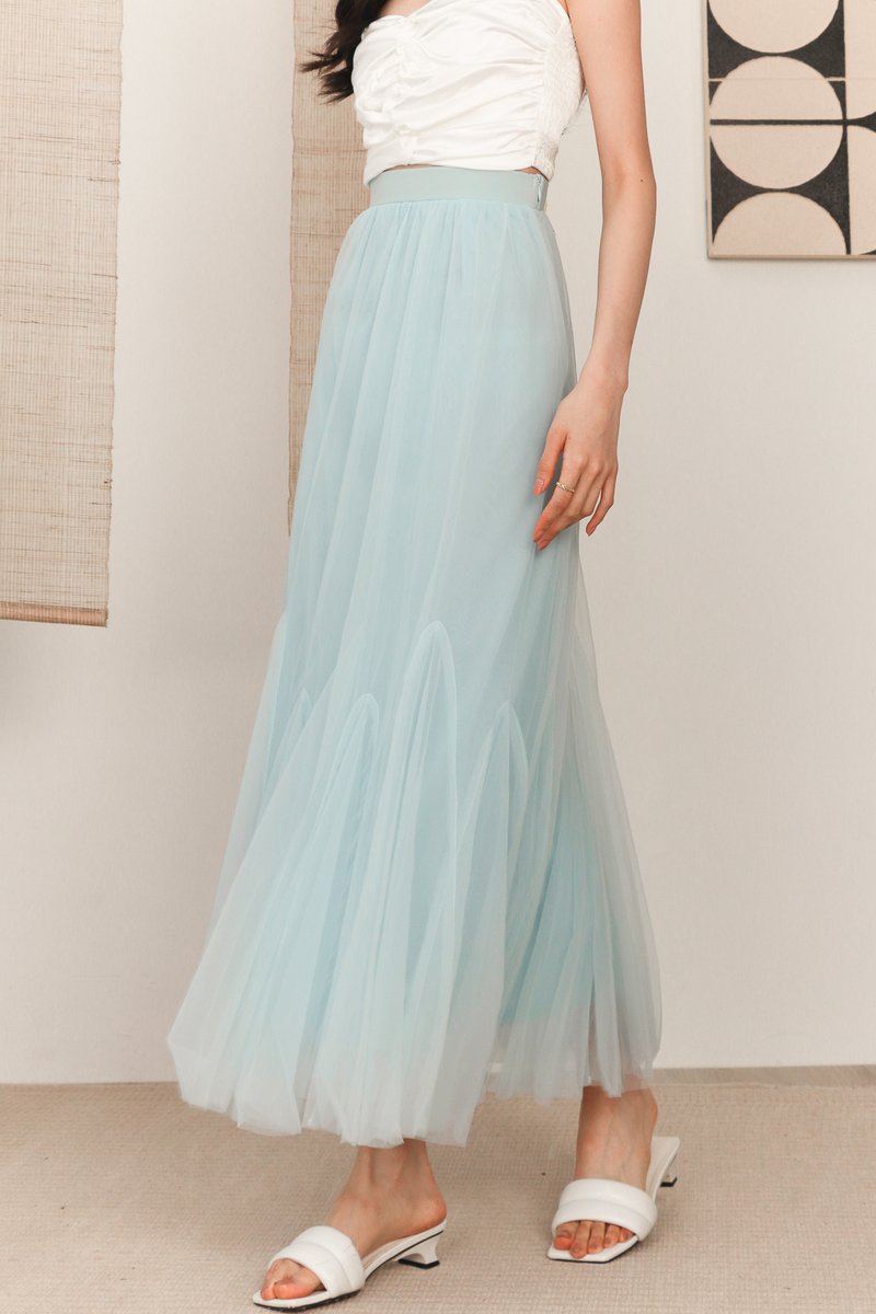 Trish Tulle Mesh Maxi in Blue